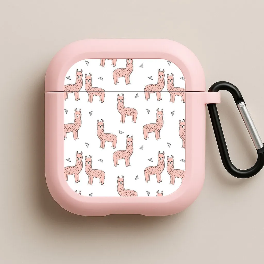Pale Pink Alpaca Pattern AirPods Case premium grip texture