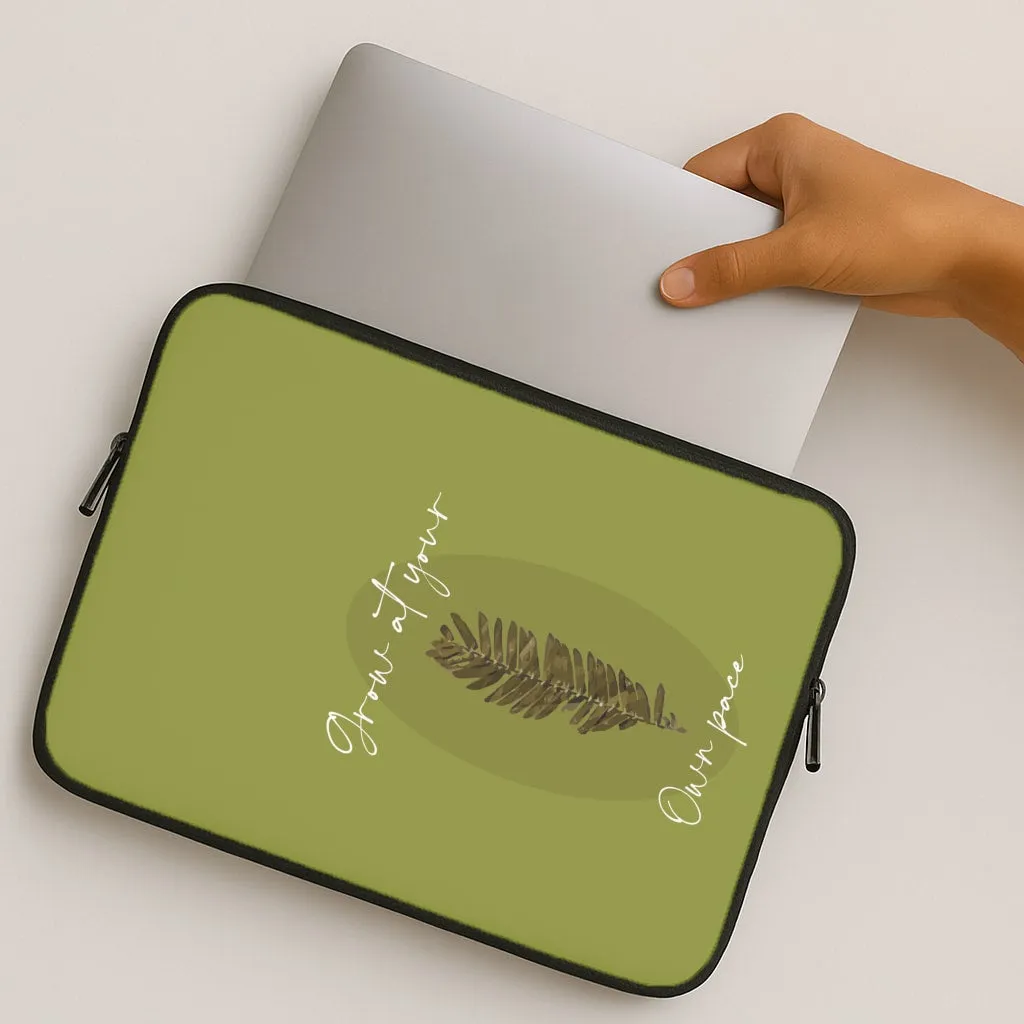 Grow At Your Own Pace Fern Laptop Sleeve Light Build Soft Shape