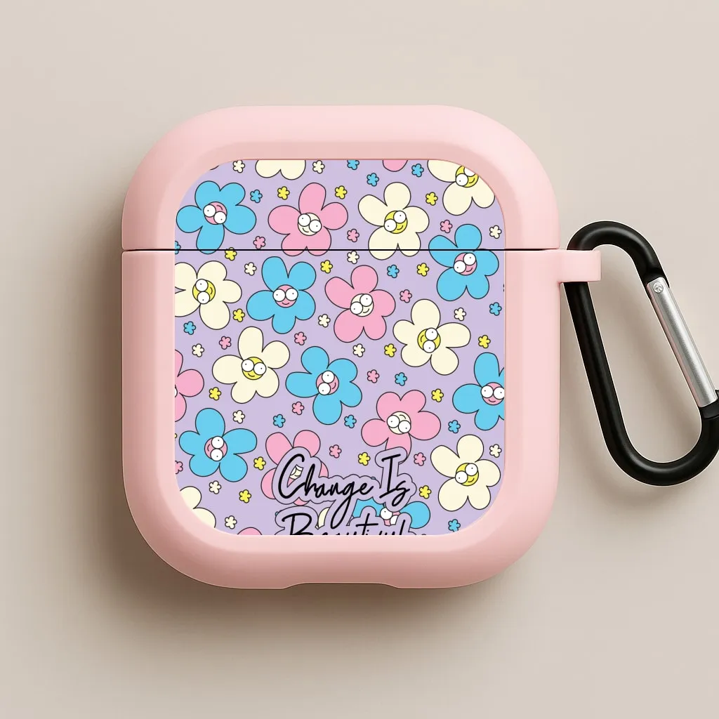 Happy Flowers Pattern AirPods Case modern fashion accessory