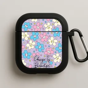 Happy Flowers Pattern AirPods Case Stylish Travel Holder