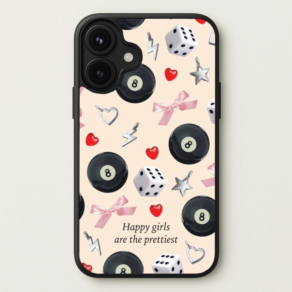Happy Girls Are The Prettiest Pattern Phone Case Protective Edge Layer Recyclable Material