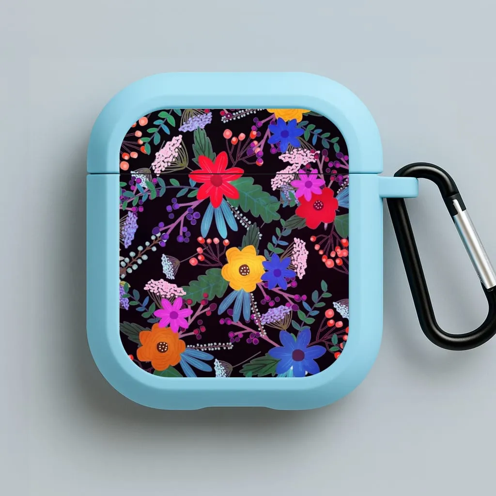 sleek portable airpods cover Creative Gadget Holder Black & Colourful Floral Pattern AirPods Case