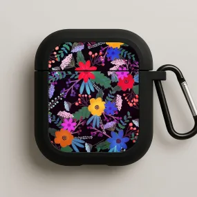 Black & Colourful Floral Pattern AirPods Case outdoor durable silicone shell