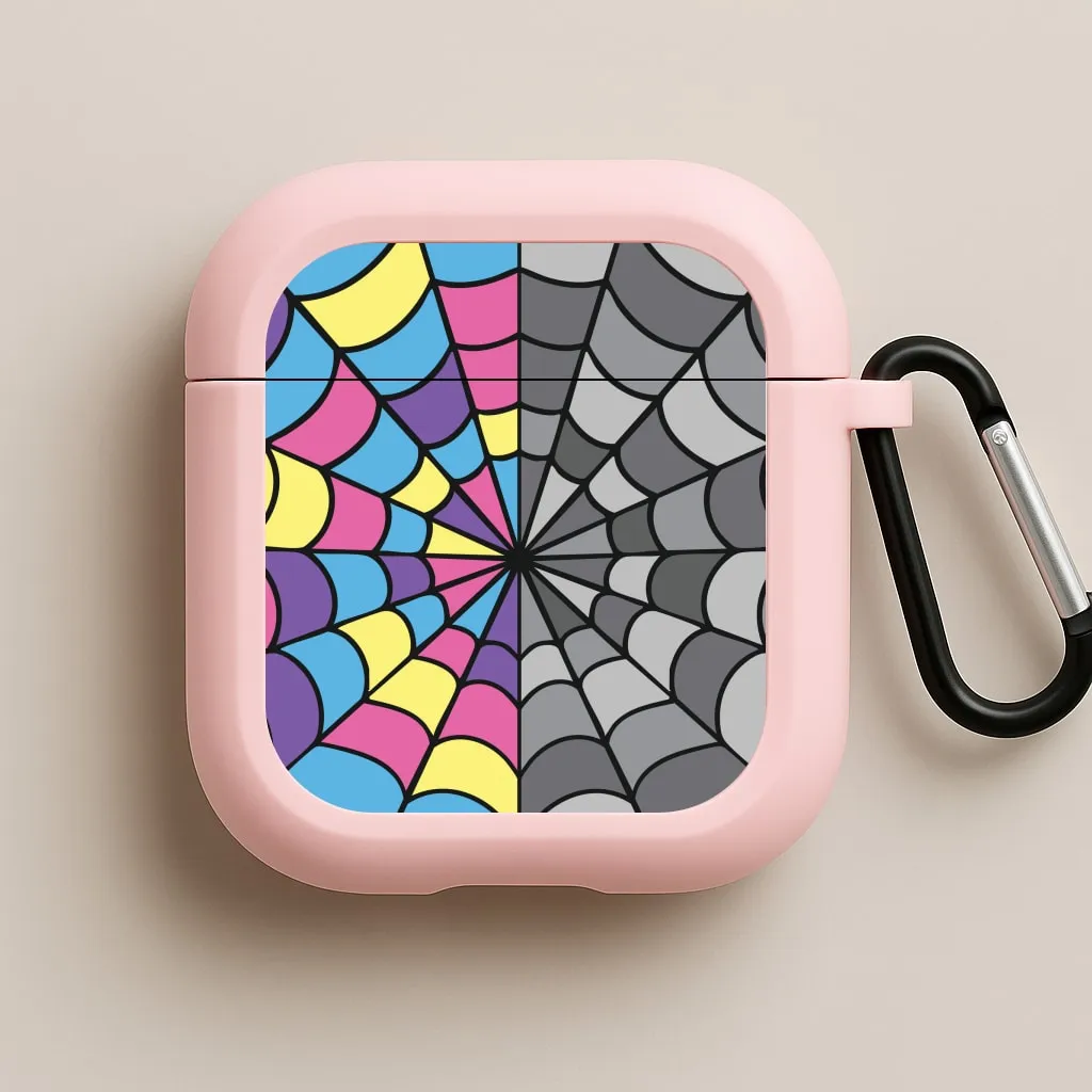 sleek commuter gradient airpods cover Colourful And Gray Spiderweb AirPods Case