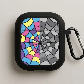 Stylish Carry Option Colourful And Gray Spiderweb AirPods Case
