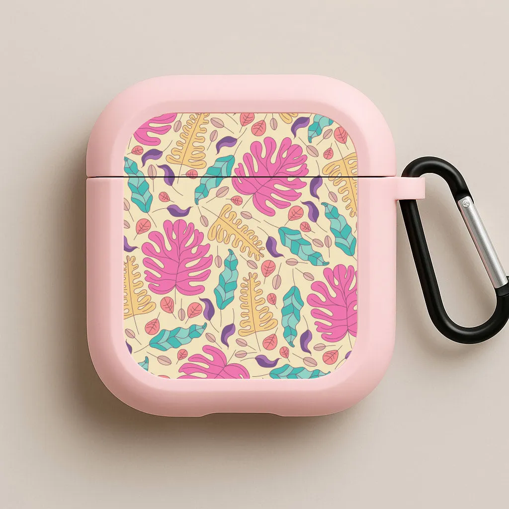 Modern Daily Organizer portable neon commuter airpods case Multi Coloured Leaves - Foliage AirPods Case