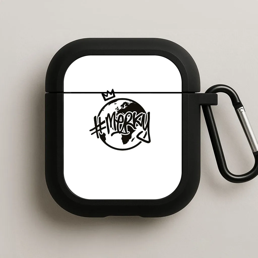Hashtag Merky Globe AirPods Case Simple Design Case