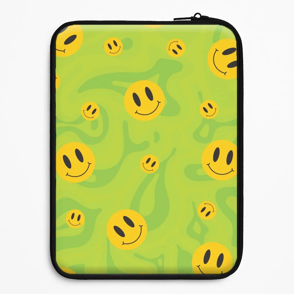 Elegant Detail Green Wavey Smileys Pattern Laptop Sleeve