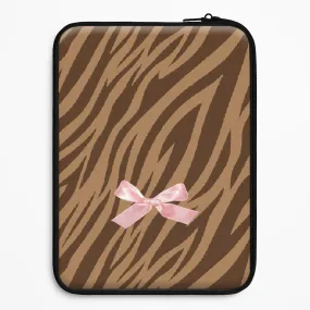 Premium Feel Layer Coquette Brown Tiger Print Laptop Sleeve