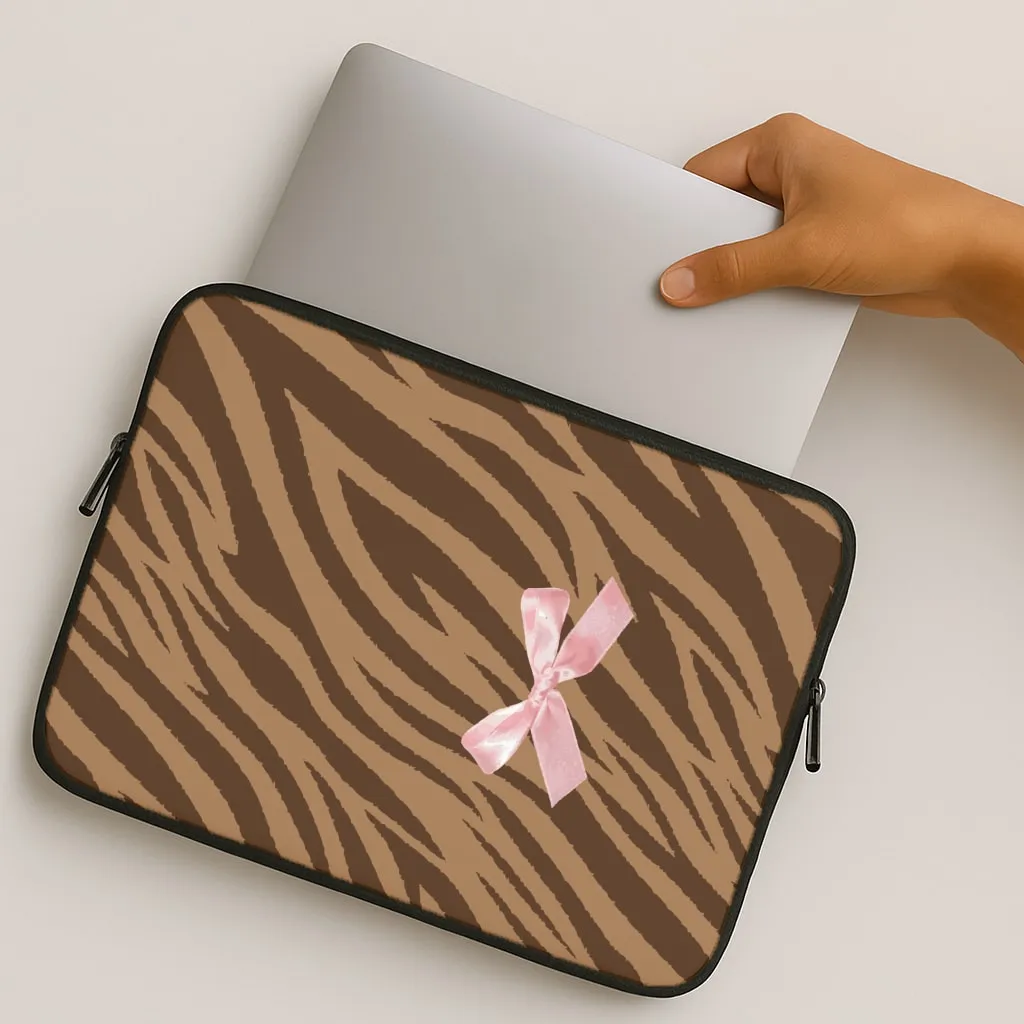 Coquette Brown Tiger Print Laptop Sleeve Flexible Pattern Texture
