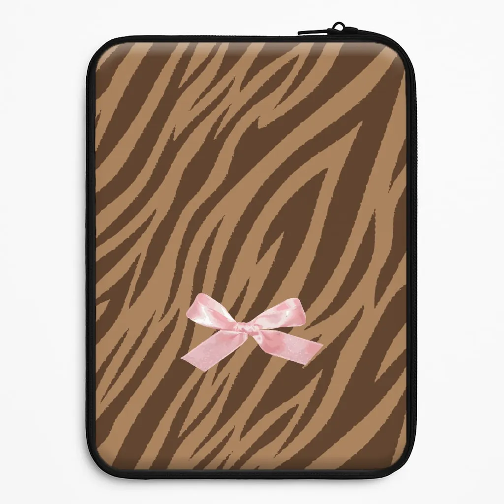 Premium Feel Layer Coquette Brown Tiger Print Laptop Sleeve