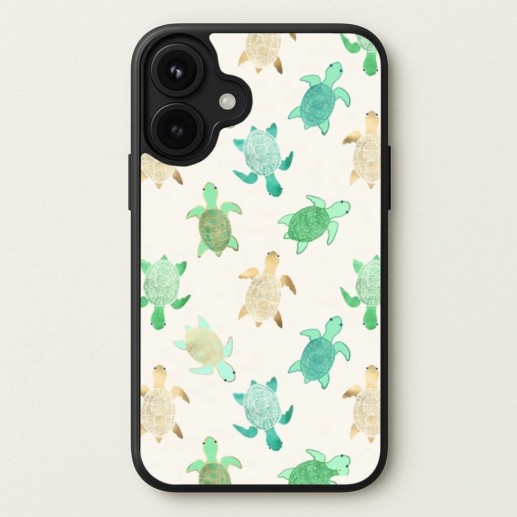 Gilded Jade & Mint Turtles Phone Case Matte Texture Layer Trendy Finish