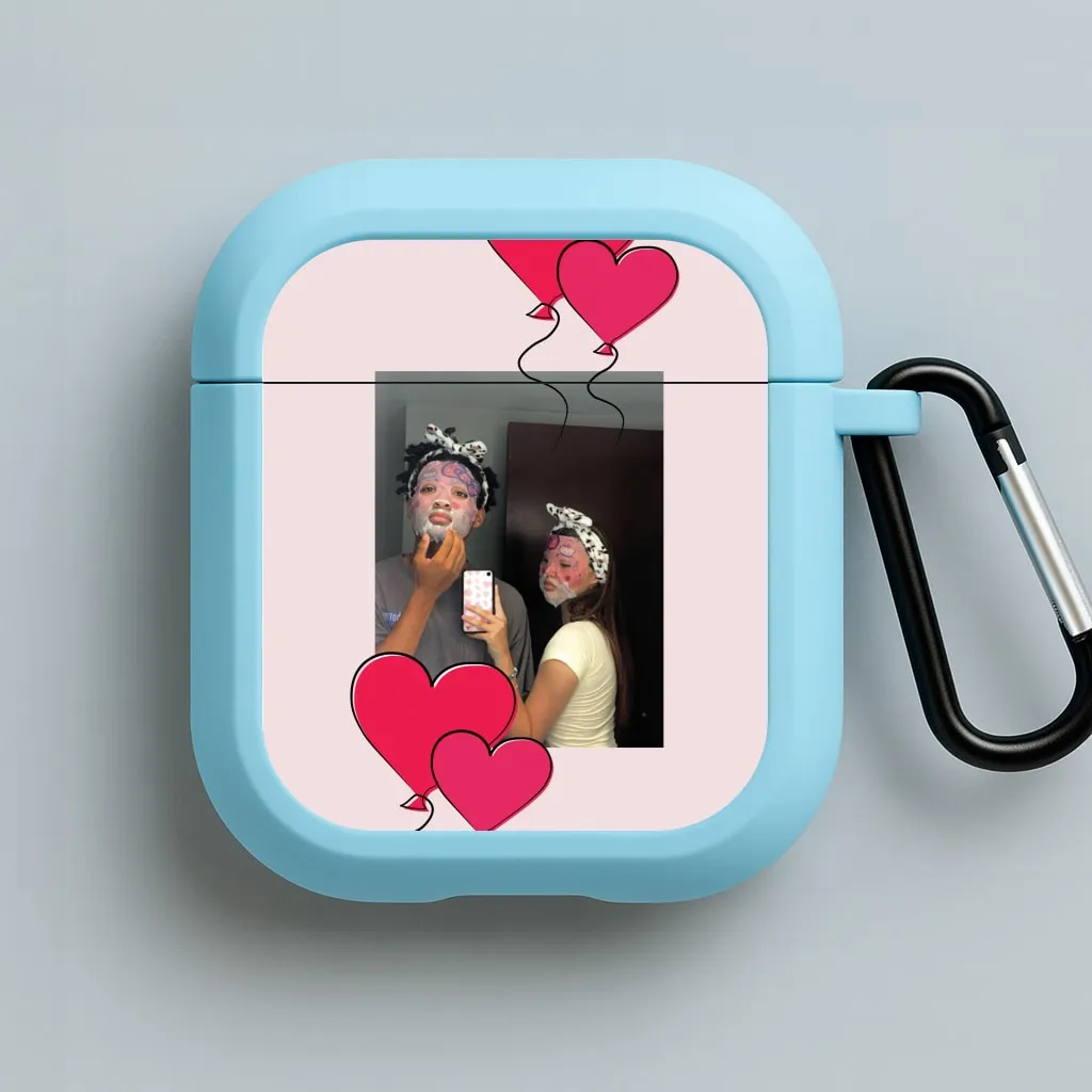 Durable Smooth Finish Heart Balloons - Personalised Couples AirPods Case