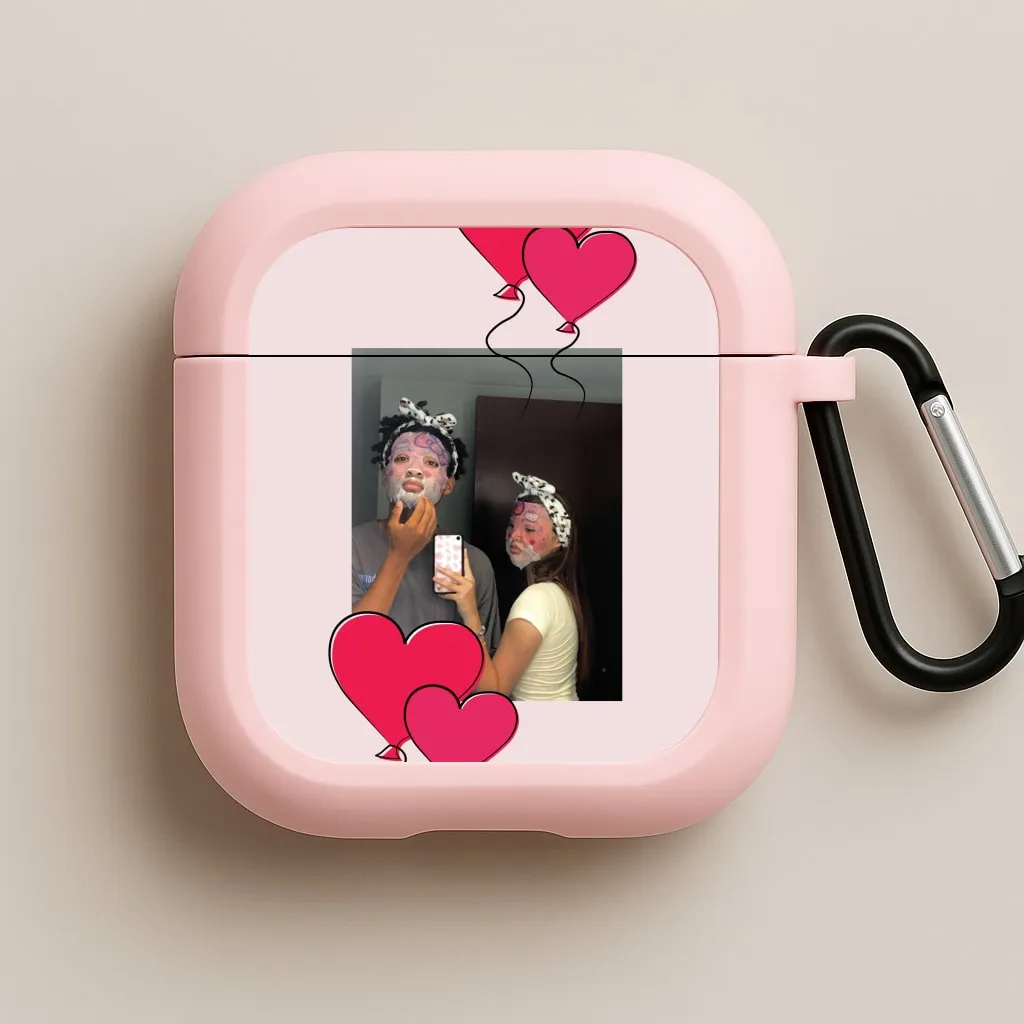 fashion soft neon silicone airpods case airpods case for gifts Heart Balloons - Personalised Couples AirPods Case