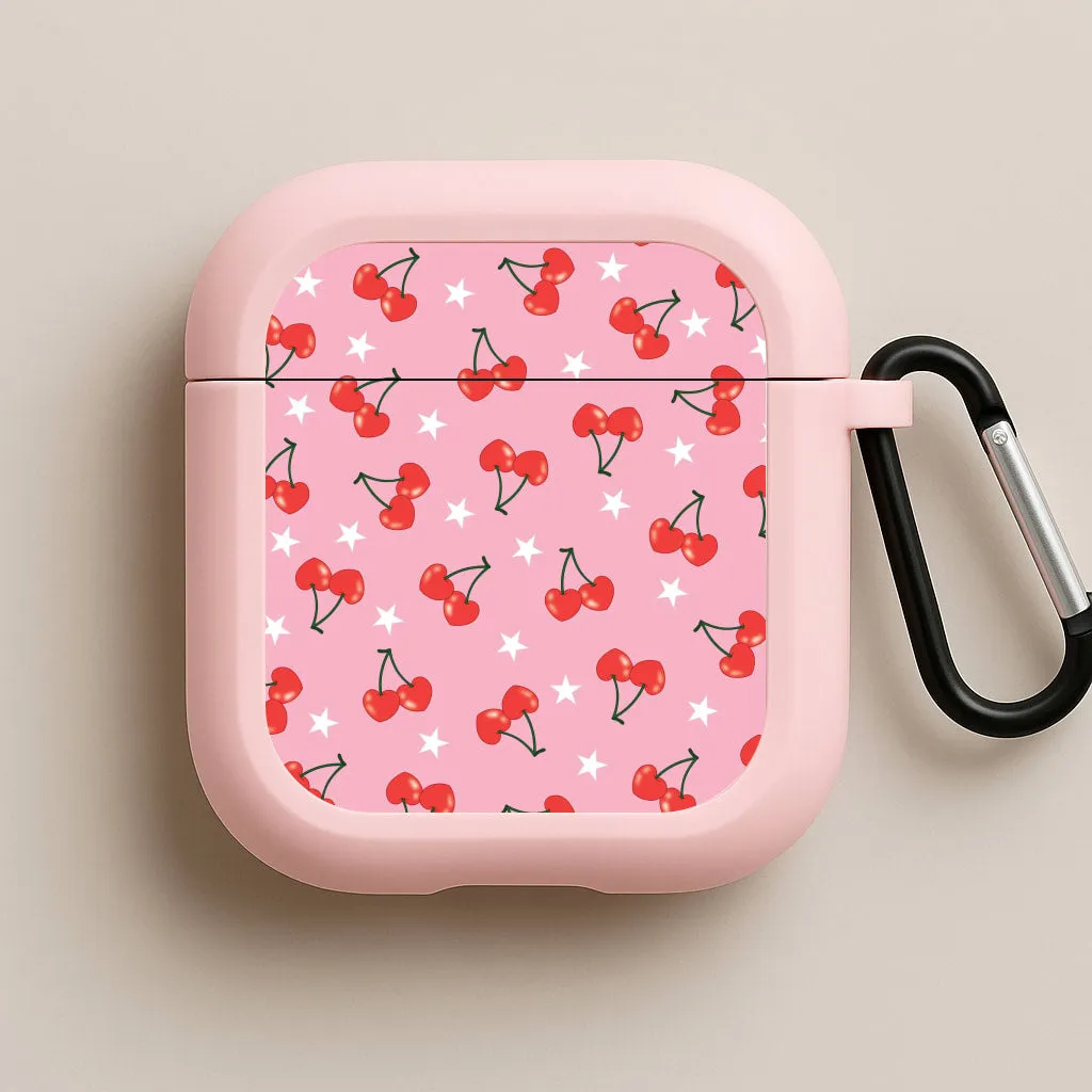Heart Cherries And Stars Pattern AirPods Case magnet closing airpods case