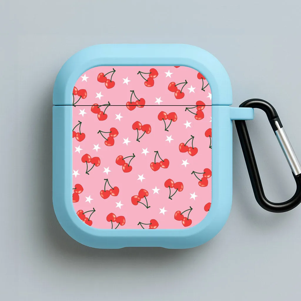 Heart Cherries And Stars Pattern AirPods Case eco friendly airpods case airpods travel companion