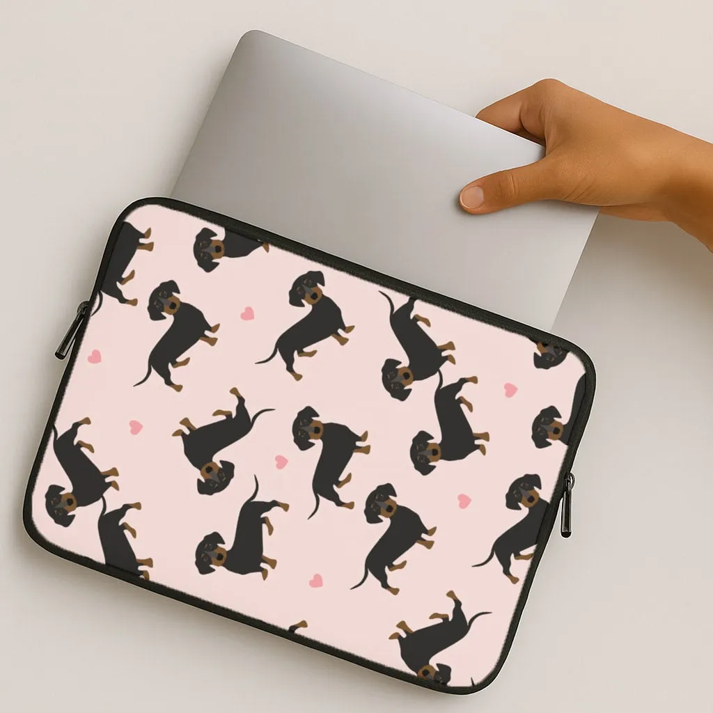 Textured Grip Premium Style Heart Dachshund - Dog Pattern Laptop Sleeve