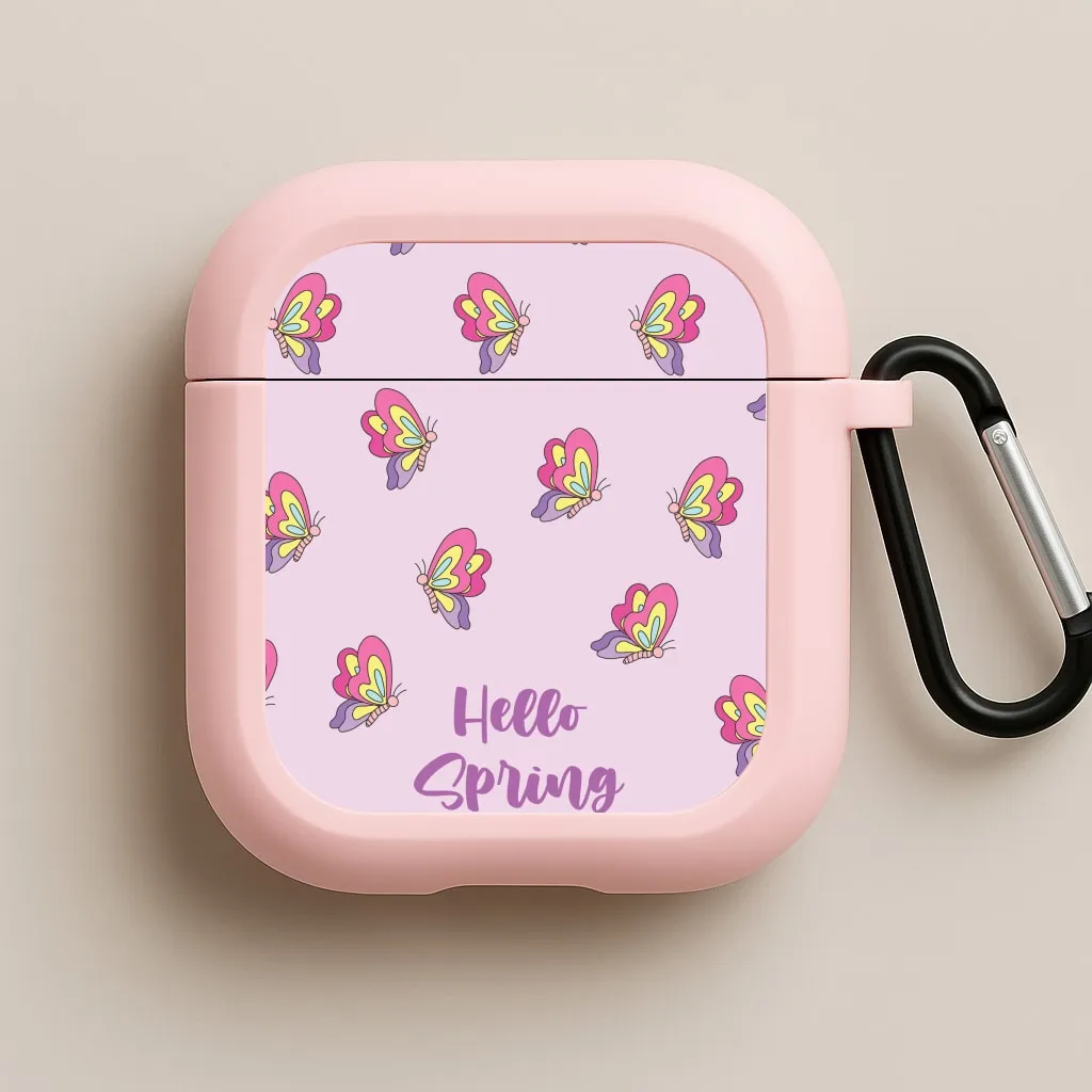 Hello Spring Butterfly Pattern AirPods Case Fashion Daily Organizer