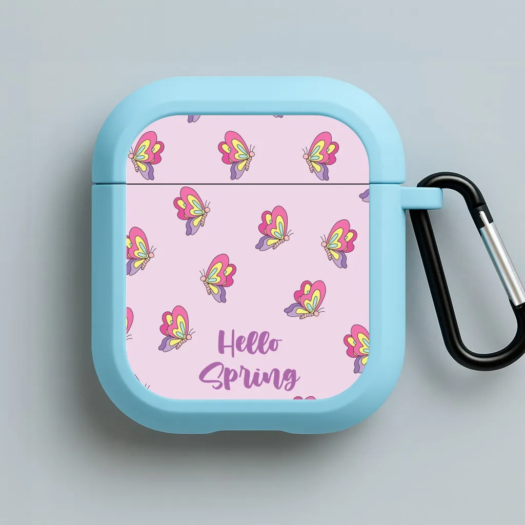 fashion lightweight soft leather shell stylish wireless cover Hello Spring Butterfly Pattern AirPods Case