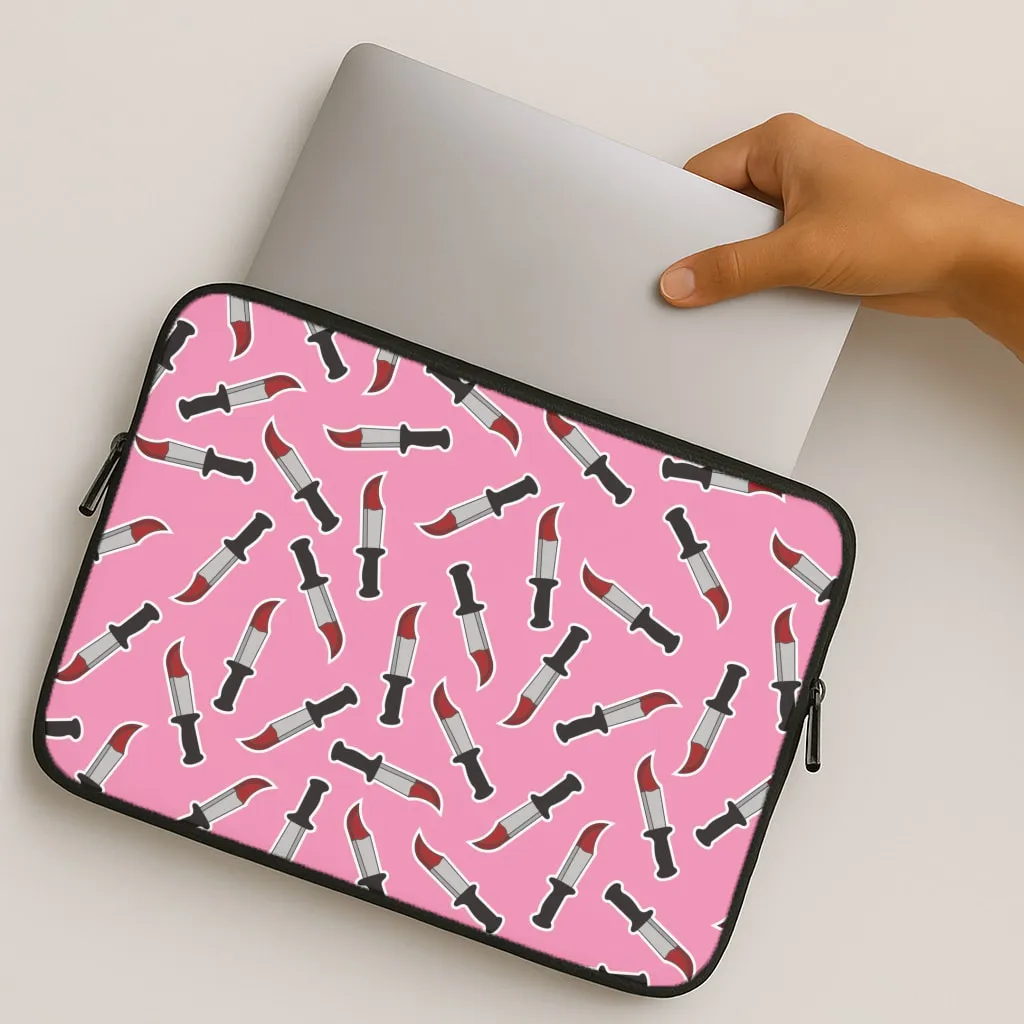 Casual Look Premium Feel Layer Bloody Knife Pattern Laptop Sleeve