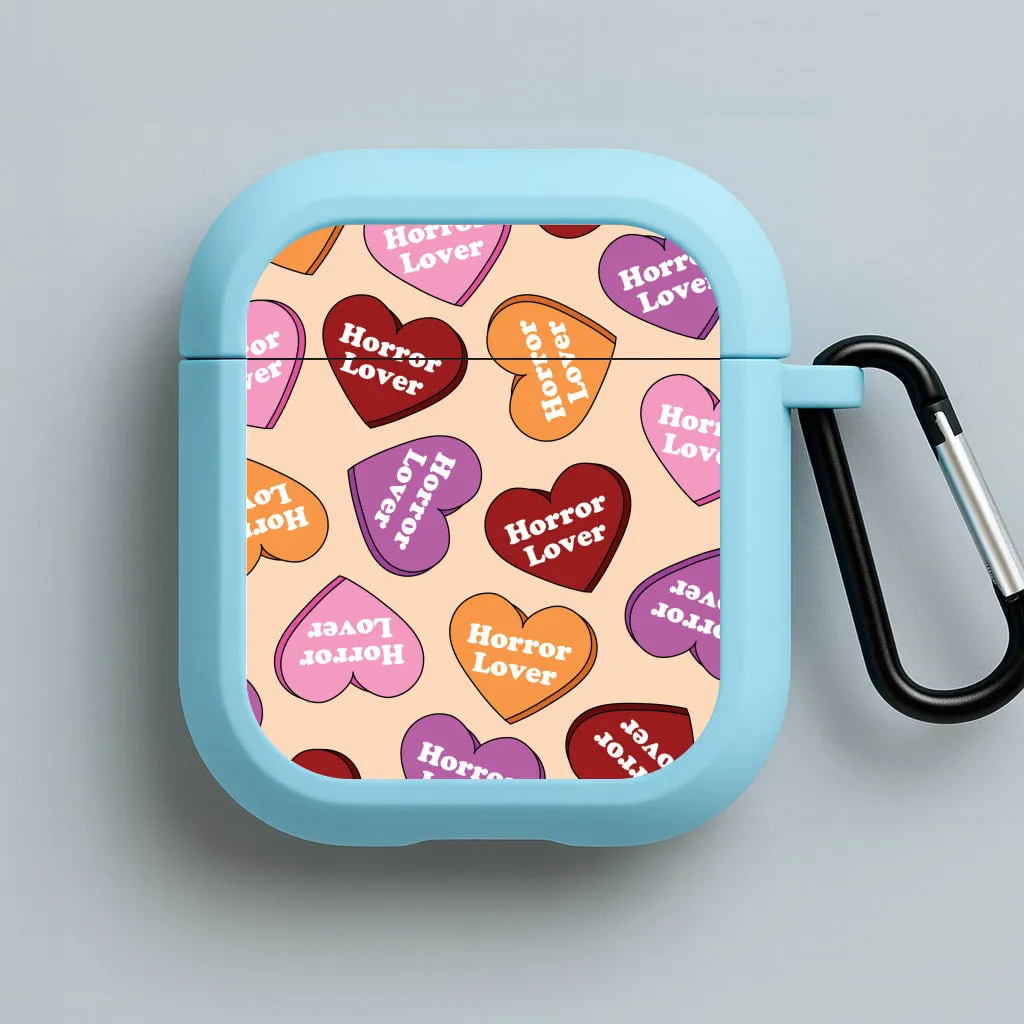 Horror Lover Hearts Pattern AirPods Case Minimal Protective Pouch