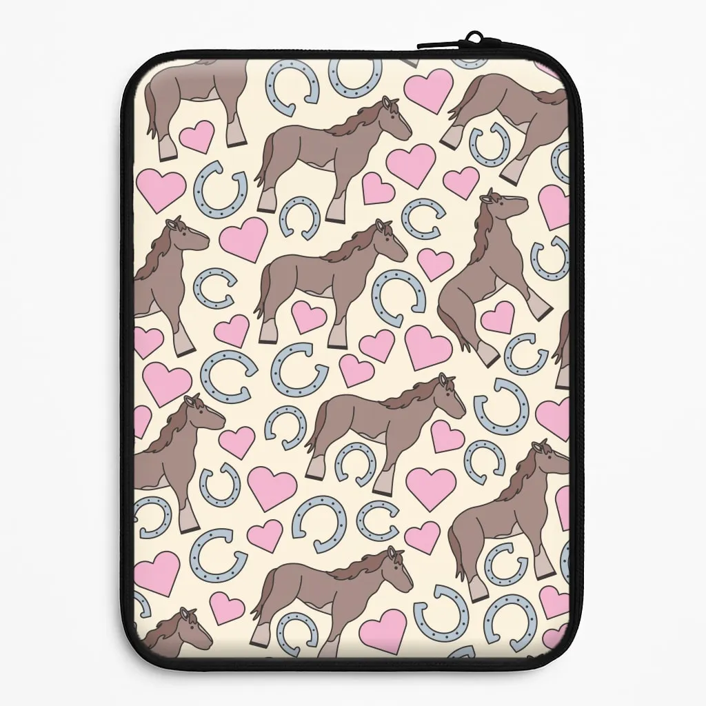 Horses And Horseshoes Pattern - Horses Laptop Sleeve Light Finish