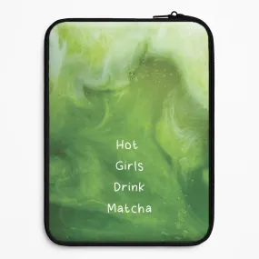 Matte Pattern Layer Hot Girls Drink Matcha Laptop Sleeve