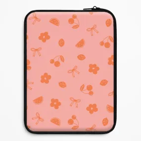 Coquette Orange Cherries Pattern Laptop Sleeve Smooth Craftsmanship Soft Grip