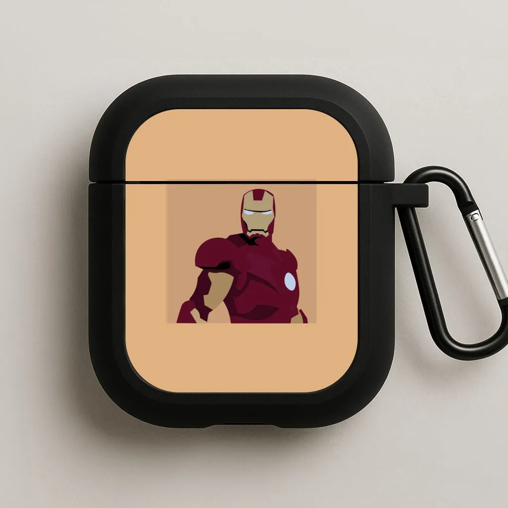 vivid ergonomic portable soft leather airpods case Iron man mask AirPods Case