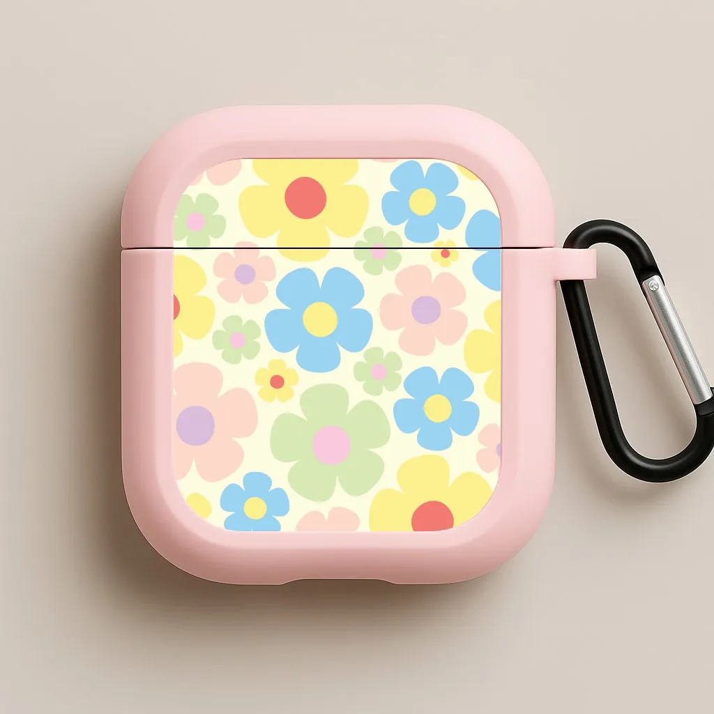 Rainbow Flowers Pattern AirPods Case custom printed airpods case Soft Touch Case