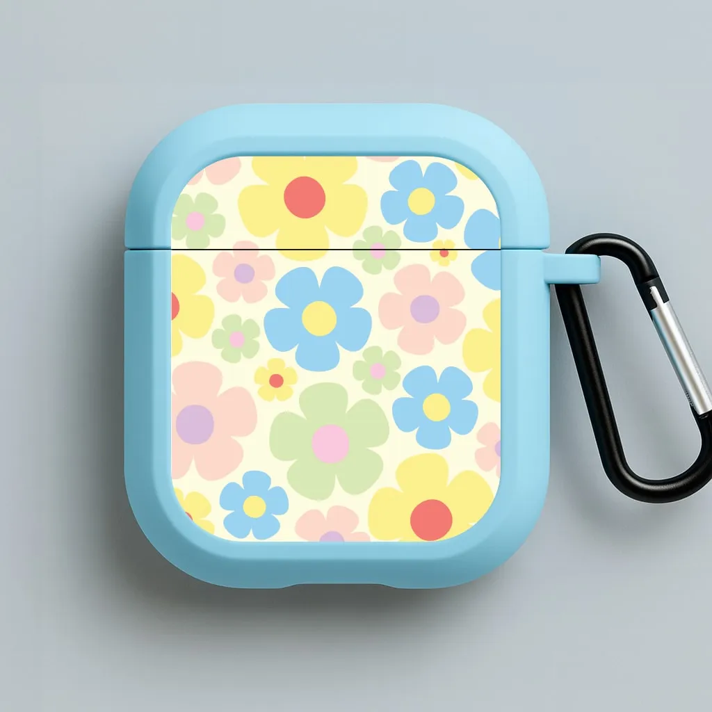 Creative Silicone Organizer Custom Design Texture Rainbow Flowers Pattern AirPods Case