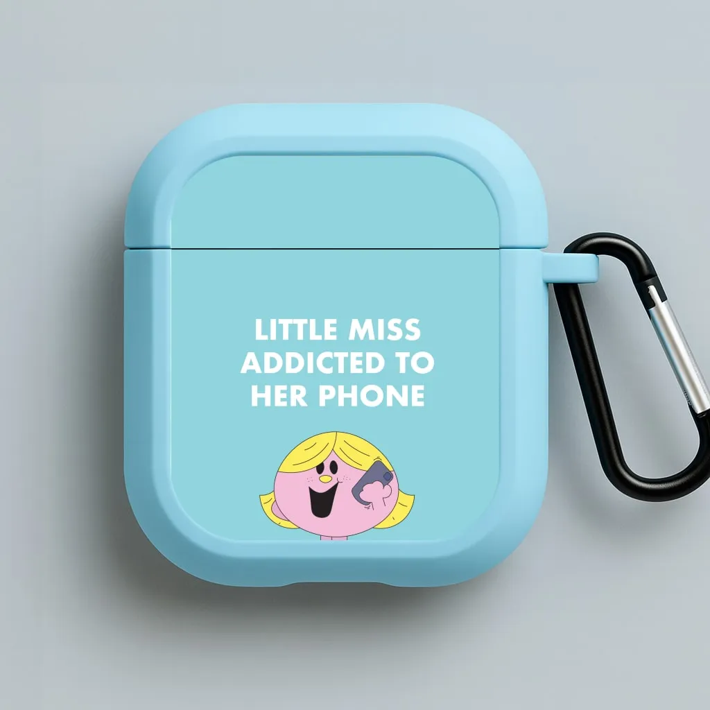 Portable Fashion Holder wireless charging airpods case Little Miss Addicted To Her Phone - Aesthetic Quote AirPods Case