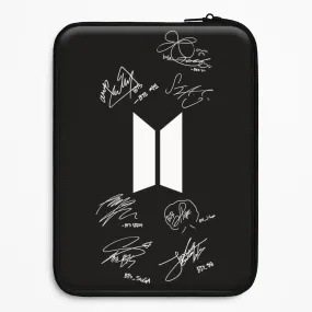Black K-Pop Band Logo and Signatures Laptop Sleeve Rugged Design Style Stylish Detailing