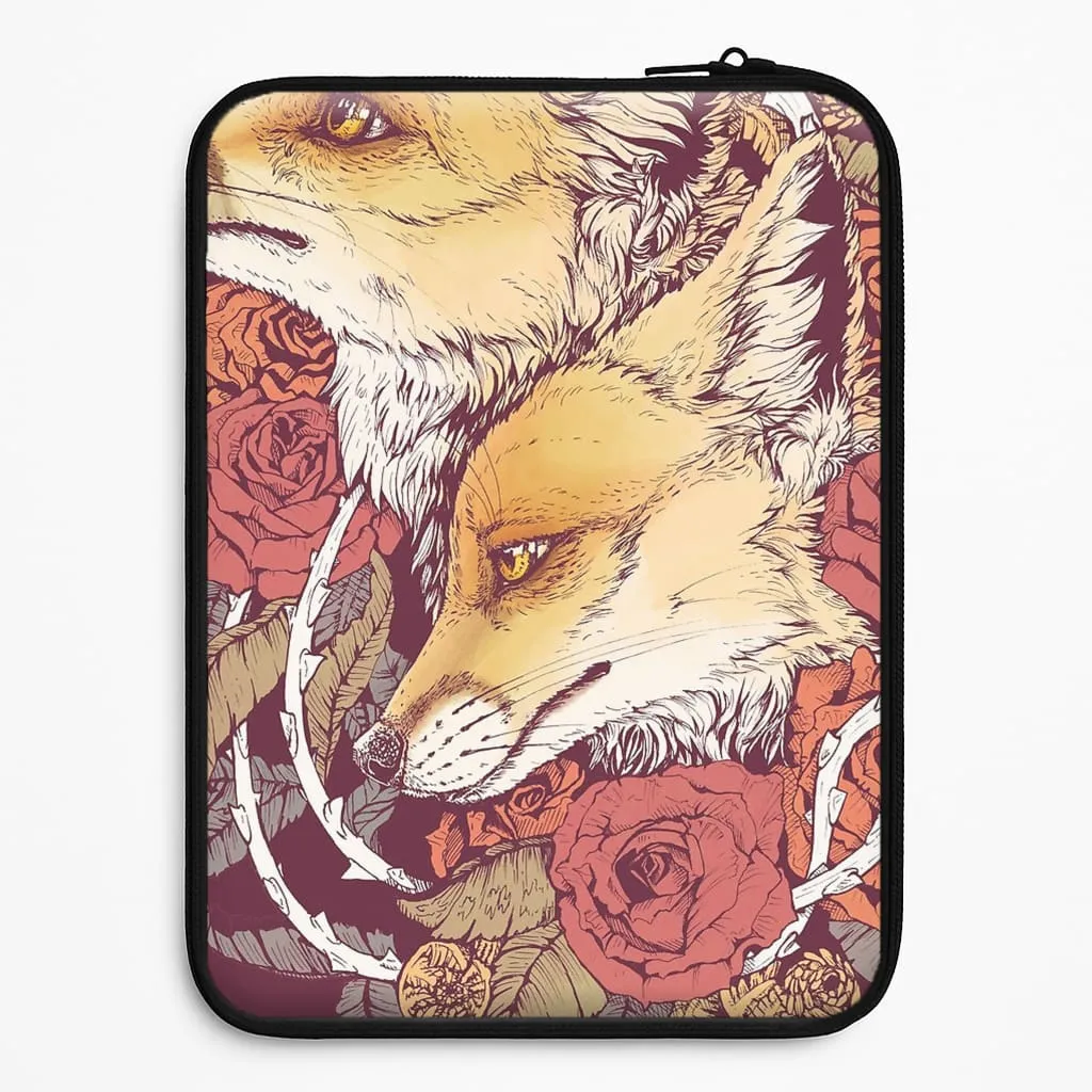 Stylish Aesthetic Red Fox Bloom Laptop Sleeve