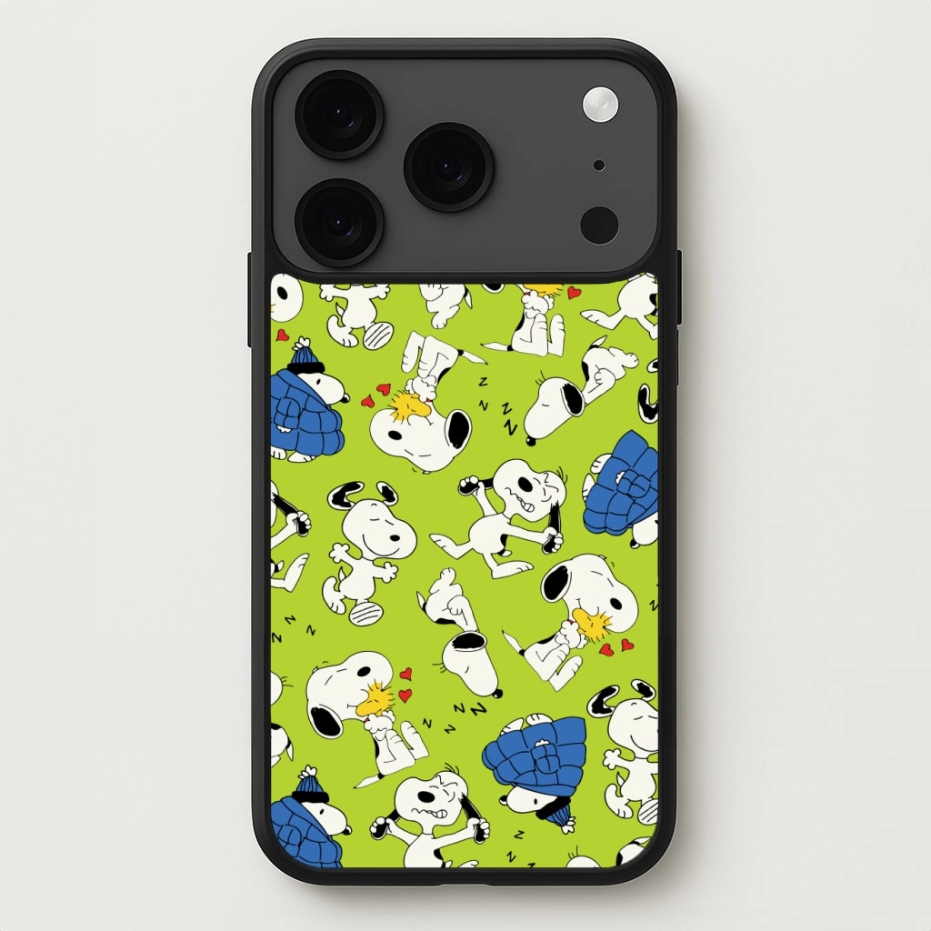 Work Essentials Color Layer Lime Green Cartoon Beagle Pattern Phone Case