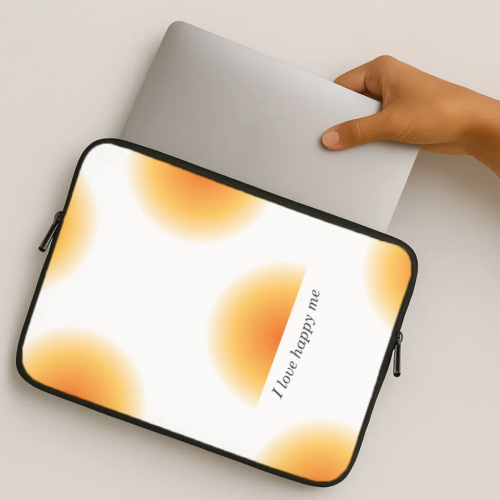I Love Happy Me Gradient Pattern Laptop Sleeve Rugged Build