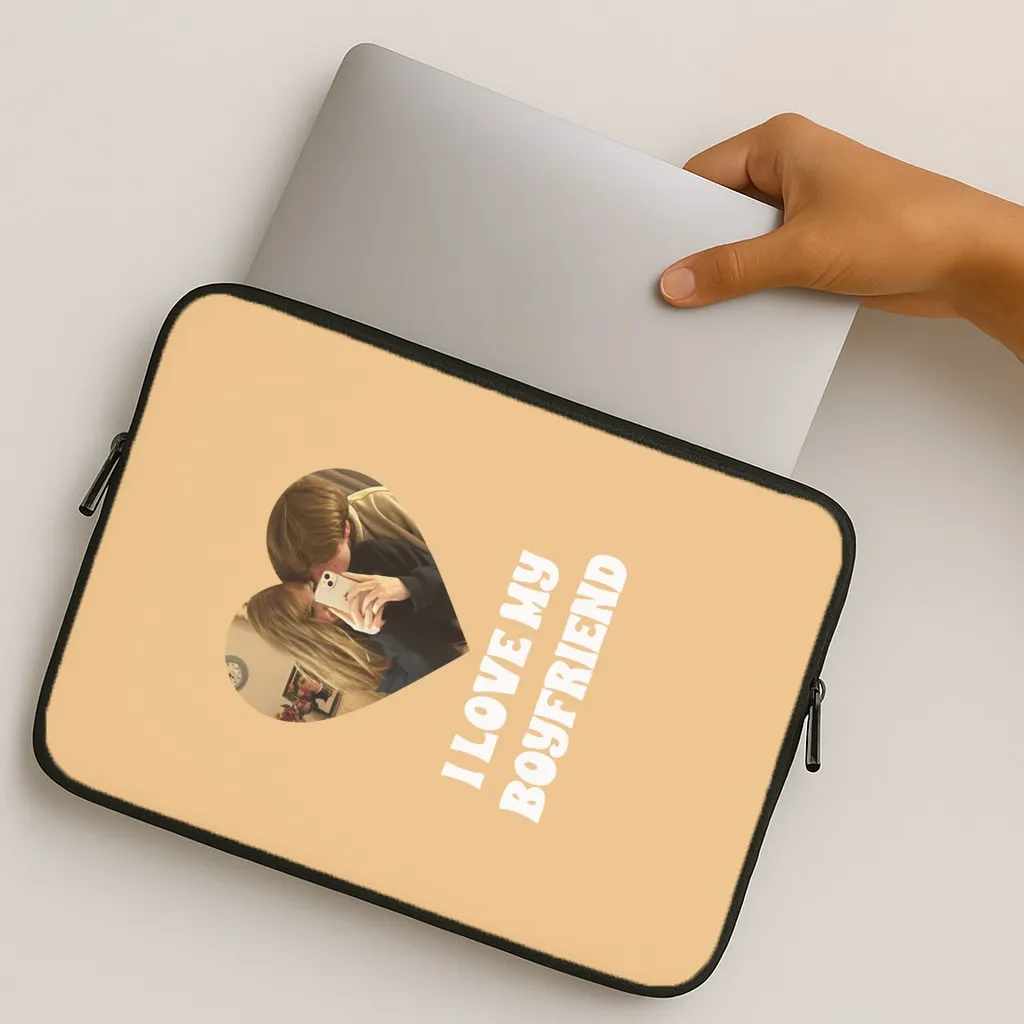 Elegant Finish I Love My Boyfriend - Personalised Couples Laptop Sleeve