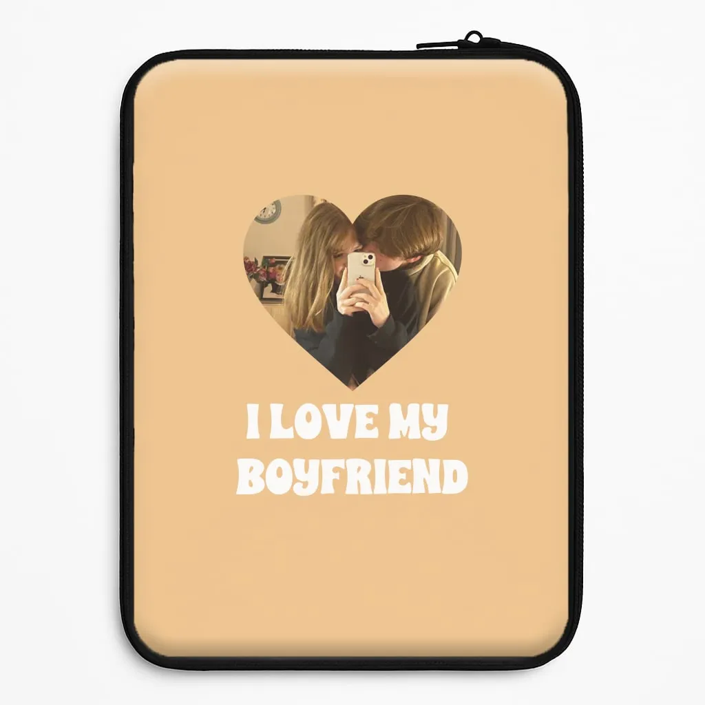 I Love My Boyfriend - Personalised Couples Laptop Sleeve Light Frame