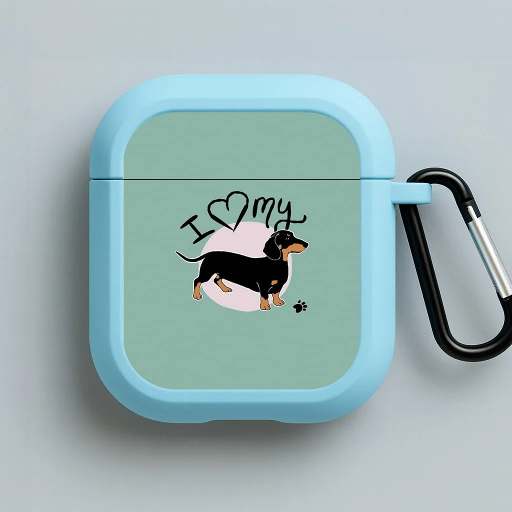 I Love My Dachshund AirPods Case clear protective shell