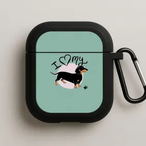 I Love My Dachshund AirPods Case durable soft touch silicone shell Creative Gadget Holder