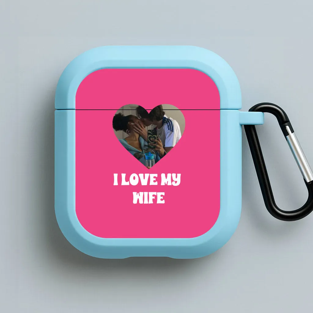 I Love My Wife - Personalised Couples AirPods Case fashion ergonomic pastel leather protector portable anti collision shell