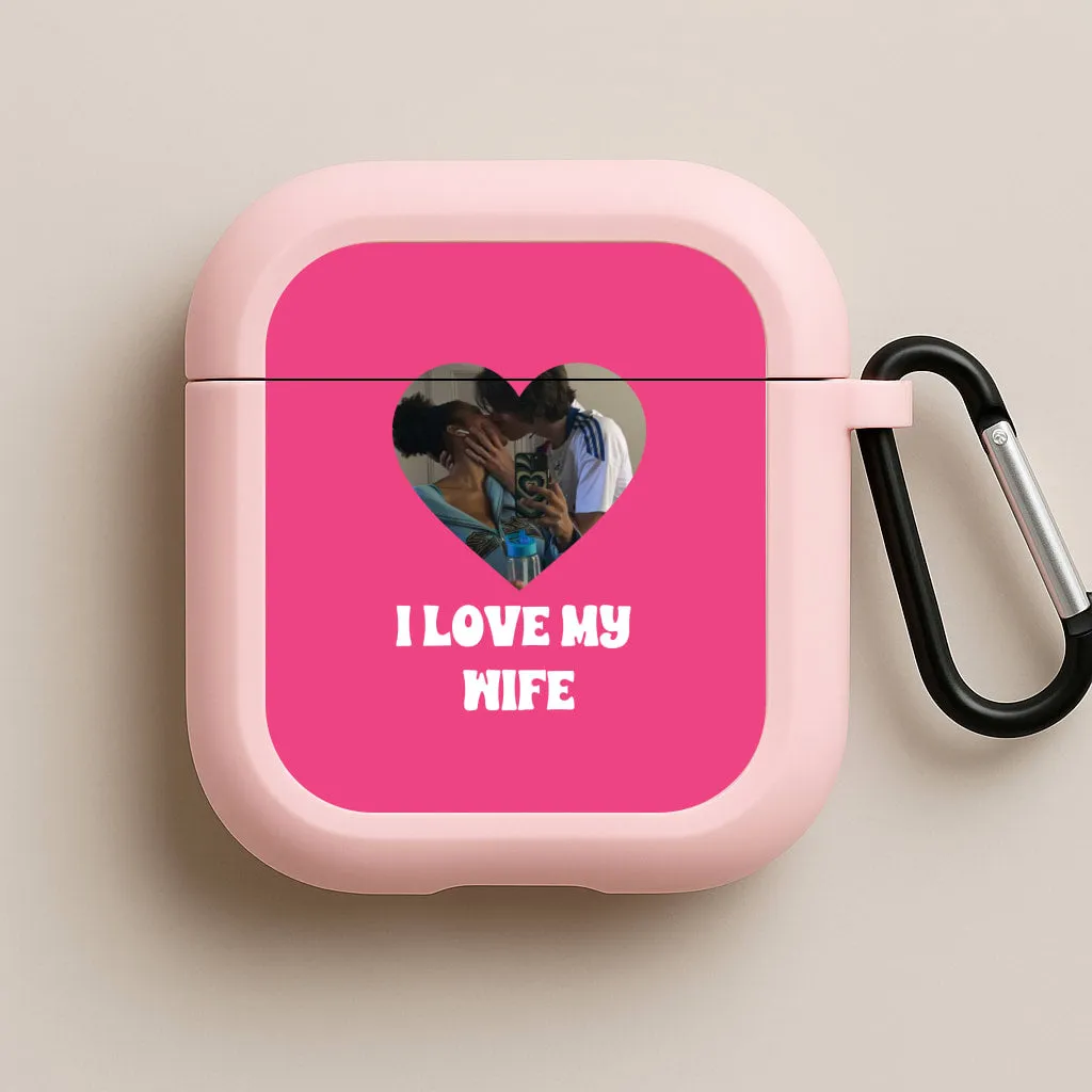 Modern Protective Organizer for young professionals I Love My Wife - Personalised Couples AirPods Case