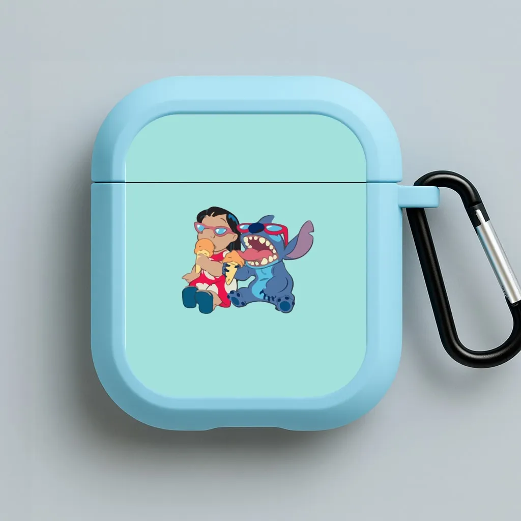 Soft Touch Case Lightweight Travel Bag Ice Cream Alien Blue AirPods Case