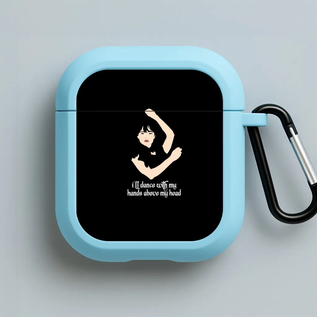 durable travel leather airpods cover I'll Dance With My Hands Above My Head Wednesday AirPods Case