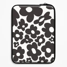 Black Flowers - Trippy Patterns Laptop Sleeve Sporty Appeal Impact Resistant