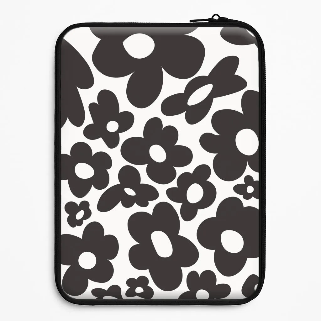 Black Flowers - Trippy Patterns Laptop Sleeve Sporty Appeal Impact Resistant