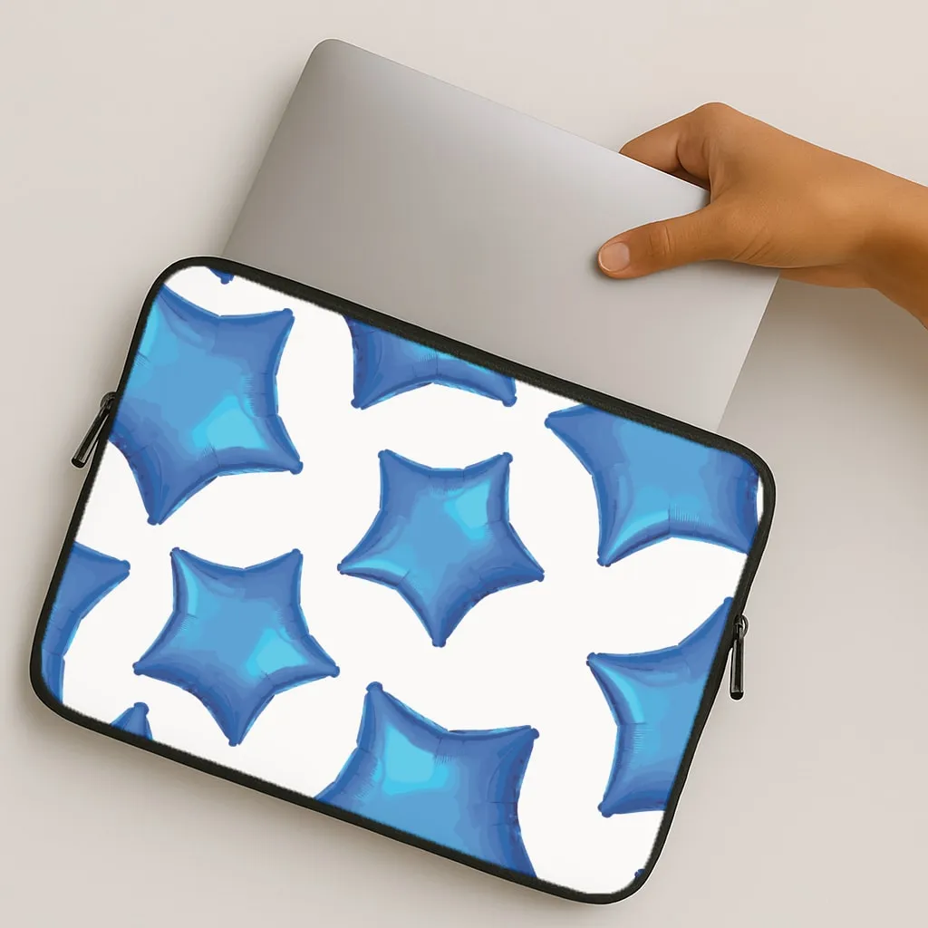 Blue Star Balloons Pattern Laptop Sleeve Hybrid Look