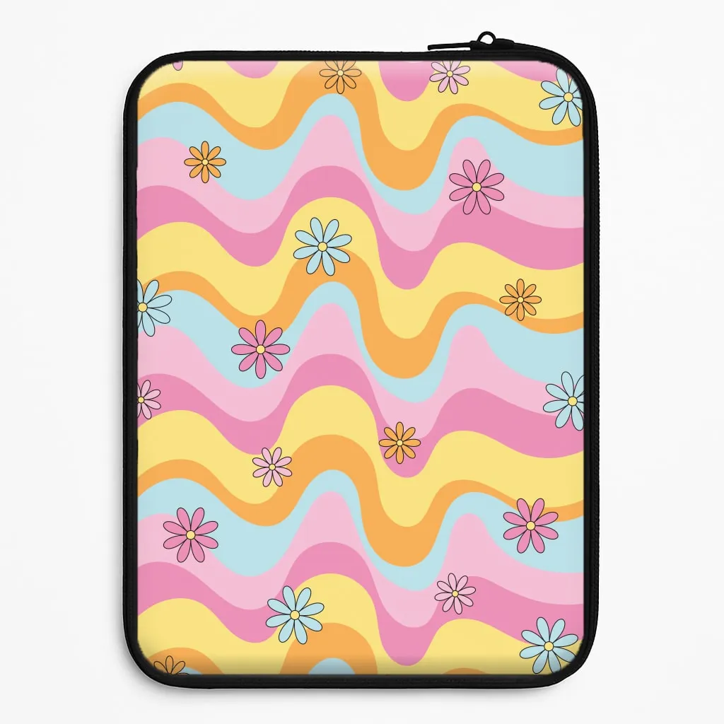 Water Resistant Summer Waves Retro Pattern Laptop Sleeve