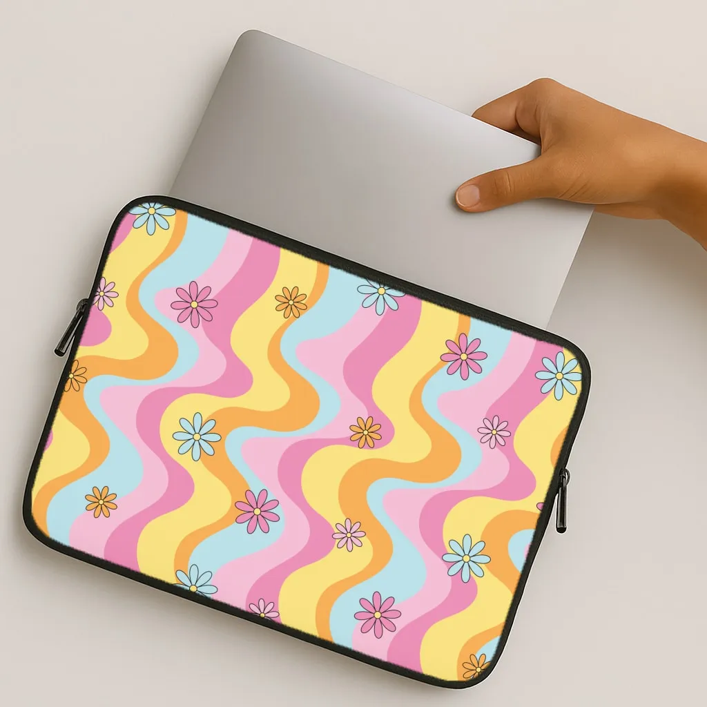 Summer Waves Retro Pattern Laptop Sleeve Minimal Design