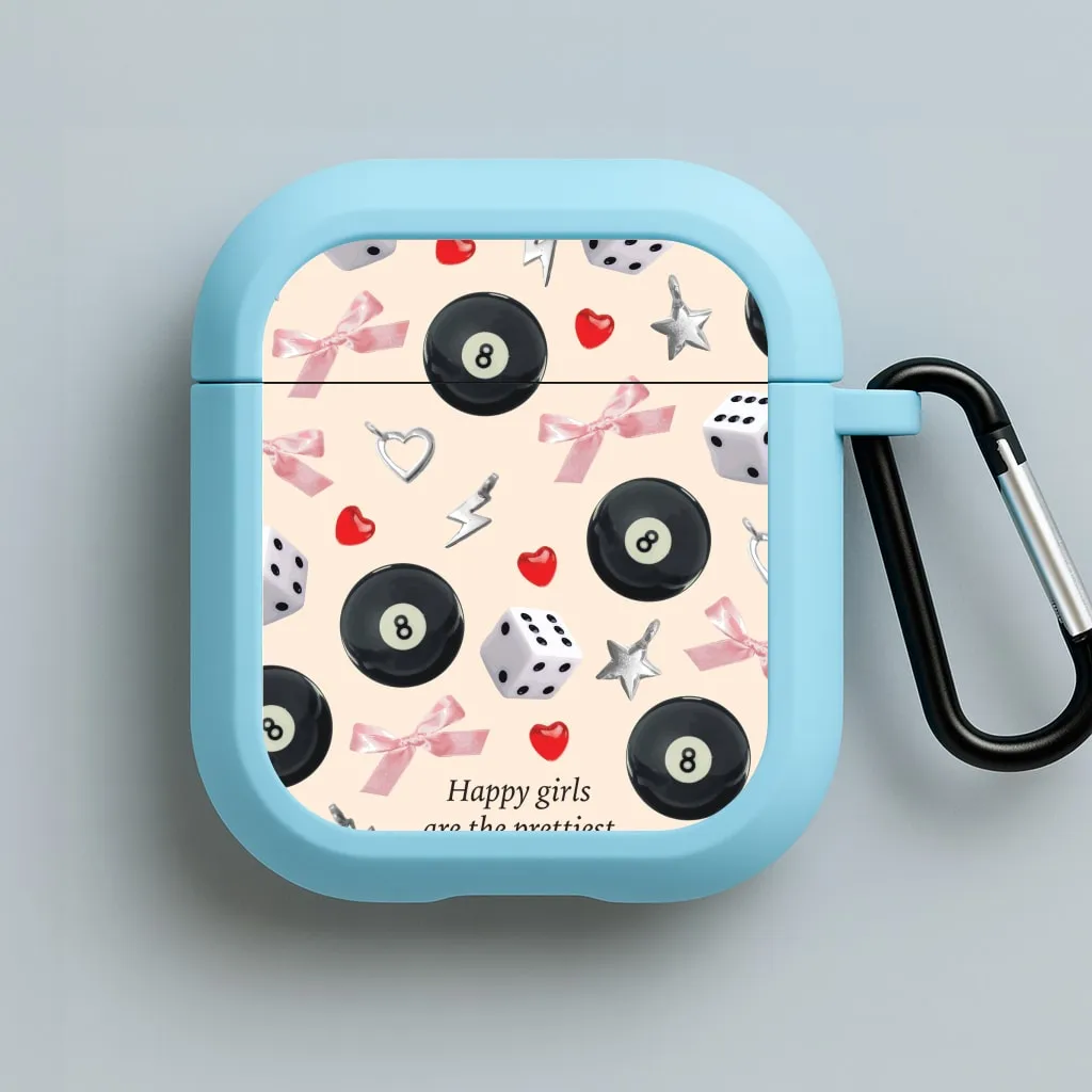 Happy Girls Are The Prettiest Pattern AirPods Case fashion commuter airpods shell custom engraved pocket silicone shell